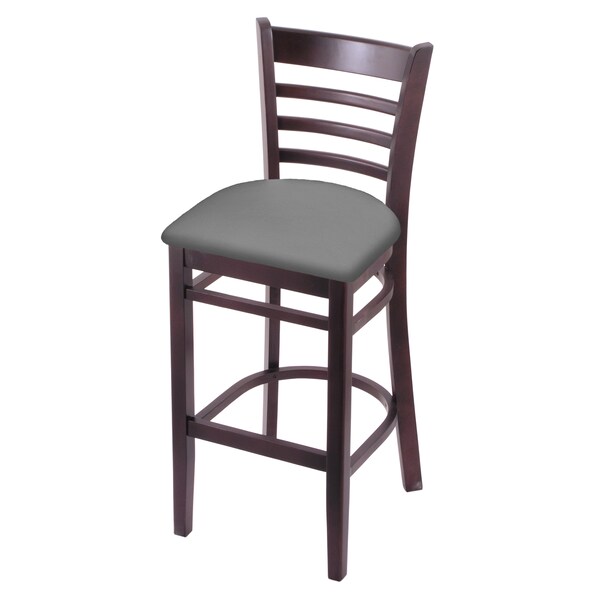 25" Counter Stool, Dark Cherry Finish, Canter Grey Seat